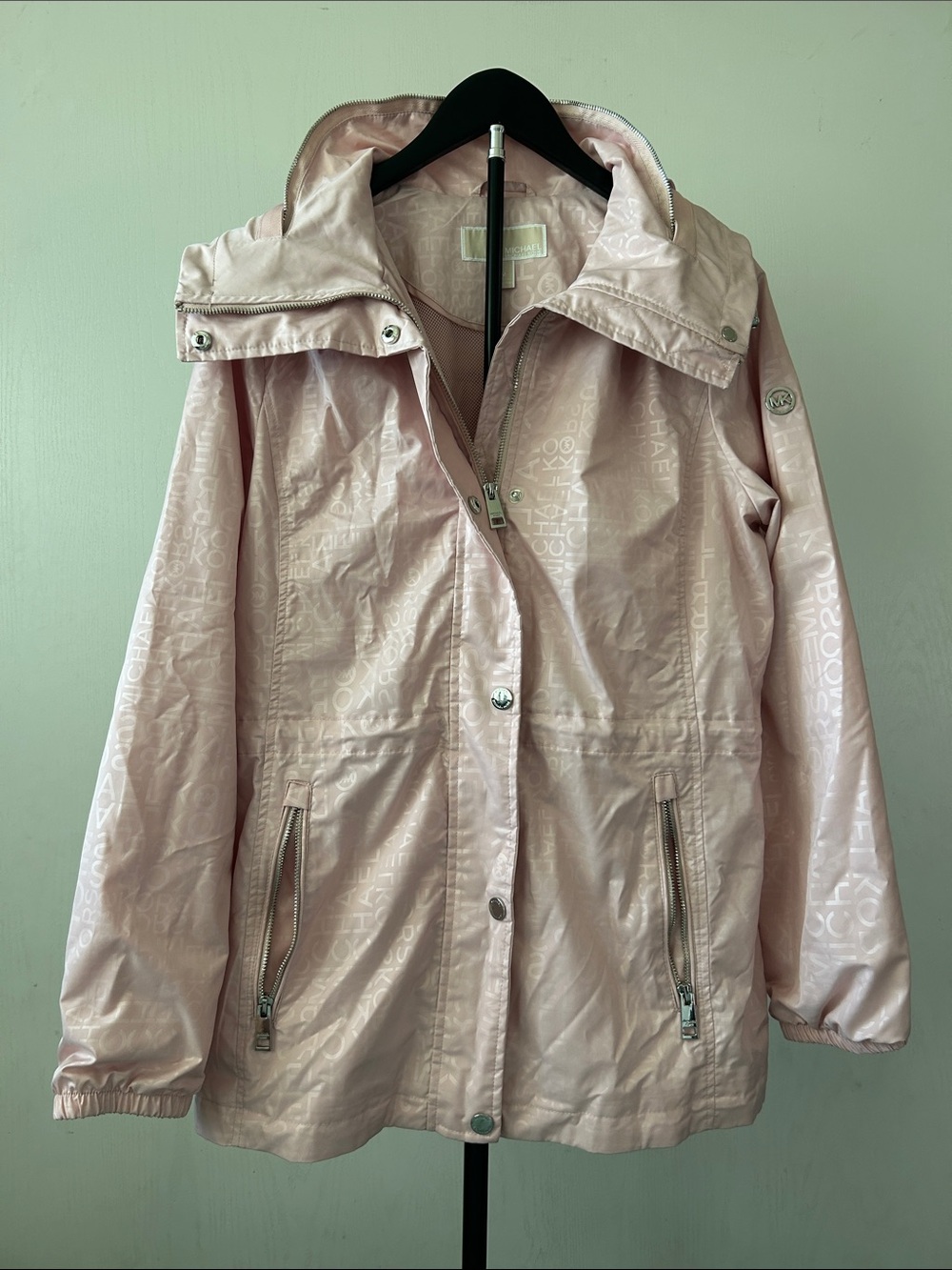 Michael Kors Pale Pink Hooded Utility Anorak Jacket